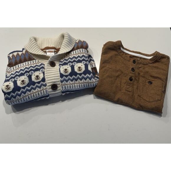 Gymboree Polar Bear Fair Isle Knit Cardigan Baby Size 3T Sweater Tee T-Shirt Lot - Picture 2 of 13